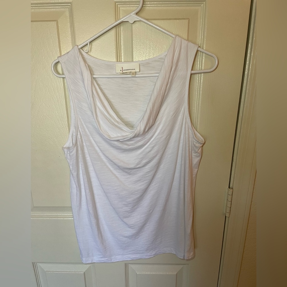 By Anthropologie White Draped Sleeveless Tank Top